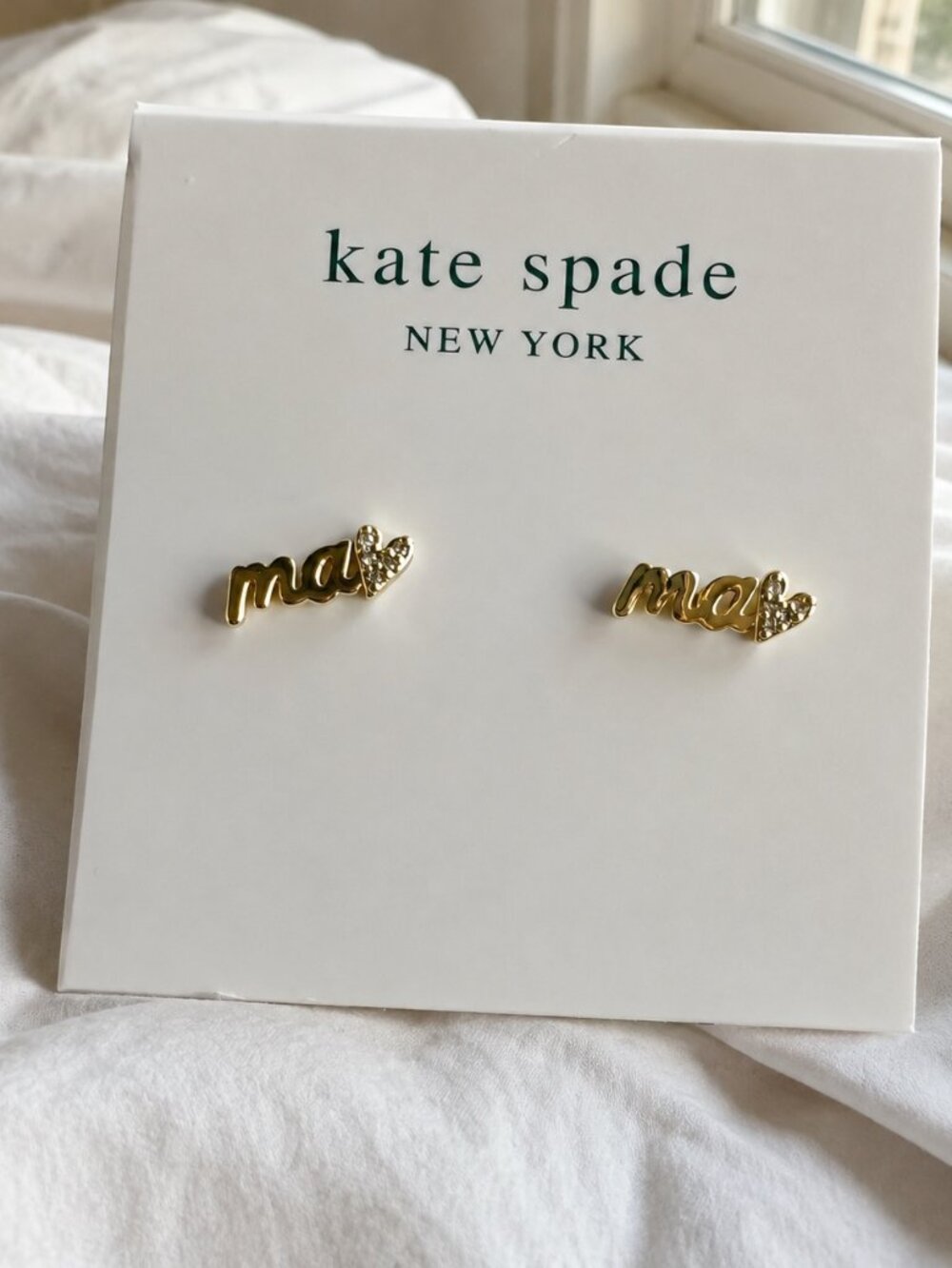 Kate Spade love you mom mini earring